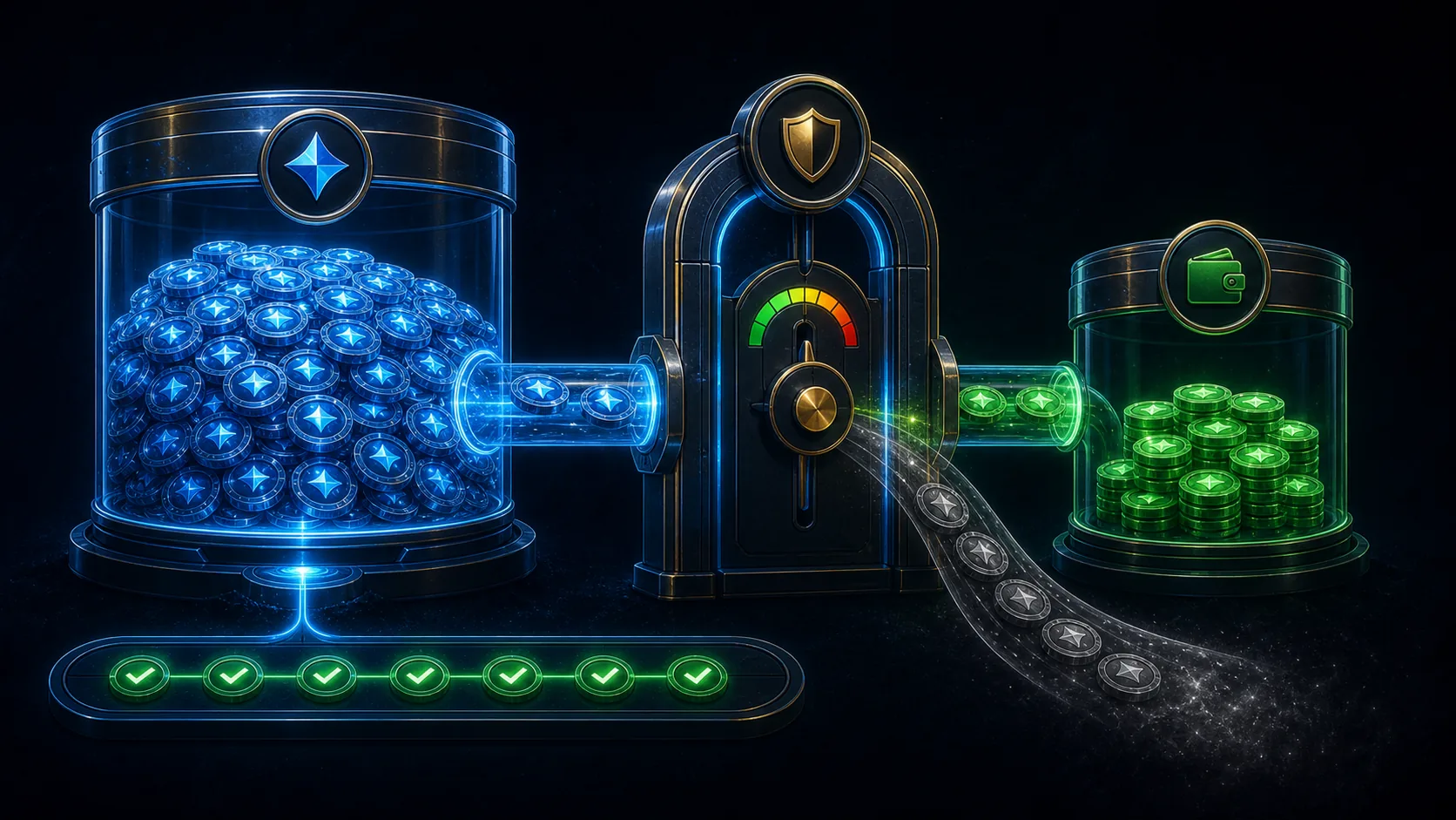 A completed bonus balance being reduced by a maximum-conversion gate before becoming cash.